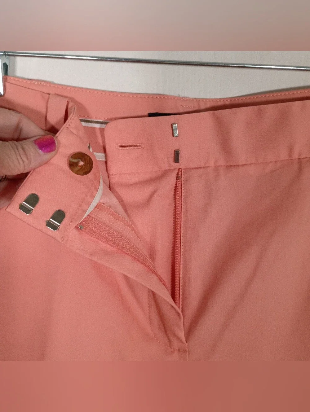 Brooks Brothers Natalie Fit Women's 12 Cuffed Crop Ankle Pants Coral/Peach